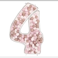 Фольгированная рамка цифра 4 с воздушными шарами". Размер: 65"(165см.) Пр-во: Китай.