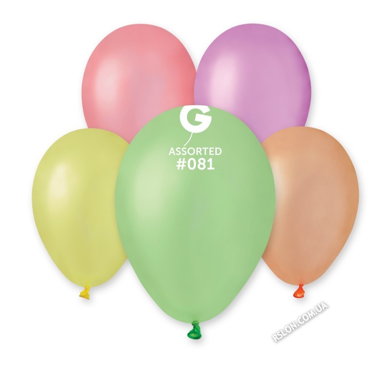 Латексные шары GF90 81 "10"(25см) Ассорти неон. В упак:100 шт.