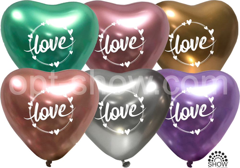 Повітряні кулі Серце I love you кошенята 12\"(30 см) хром В упак: 50шт ТМ «КАЛИСАН»