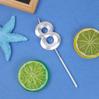 Свічка цифра "Diamond 8". Колір: Срiбло. Вир-во: Китай