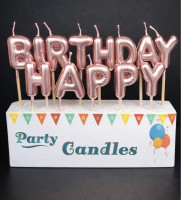 Свічки літери "Happy Birthday Кульки" Рожеве Золото. Вир-во Китай.
