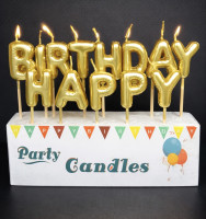 Свічки літери "Happy Birthday Кульки" Золото. Вир-во Китай.